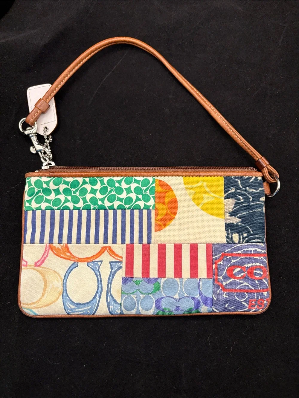 Vintage Coach Y2K Multicolor Patchwork Wristlet VGUC